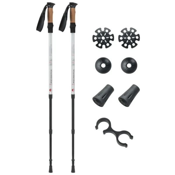 1 Paar Wandelstokken Aluminium Wandelstok Opvouwbare Alpiniststok Schokbestendig Verstelbare Lengtes 65-135CM - Zilver - Image 2