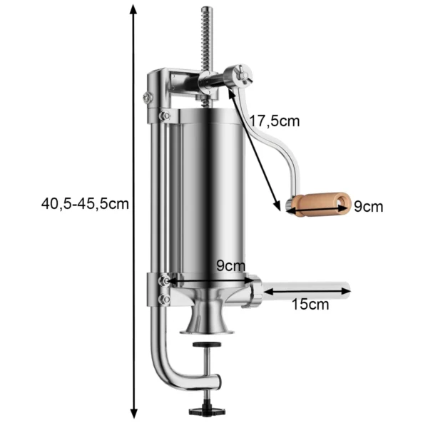 1,5 KG Roestvrijstalen Verticale Worstenmaker Worstduwer Roestvrijstalen Worstvuller Met 4 Buizen Van Verschillende Grootte - Image 3