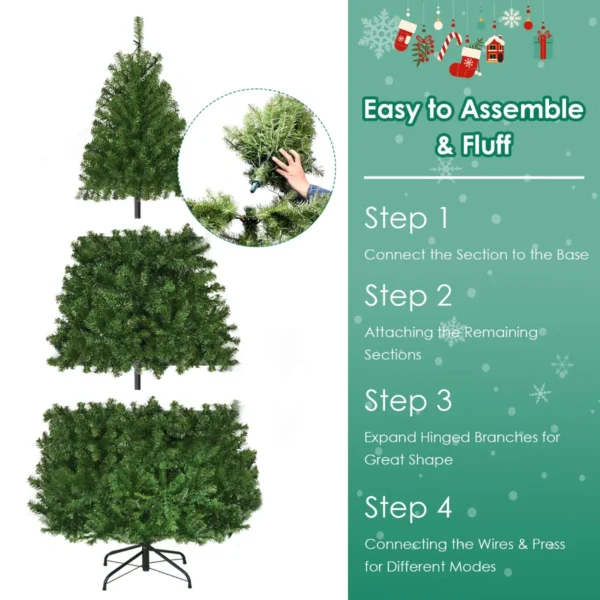 150 Cm Kunstkerstboom Met 11 Verlichtingsmodi Kerstboom Decoratieve Feestboom Met LED-lichten Voor Thuis Winkel Groen - Image 4
