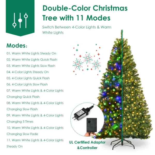150 Cm Kunstkerstboom Met 11 Verlichtingsmodi Kerstboom Decoratieve Feestboom Met LED-lichten Voor Thuis Winkel Groen - Image 5