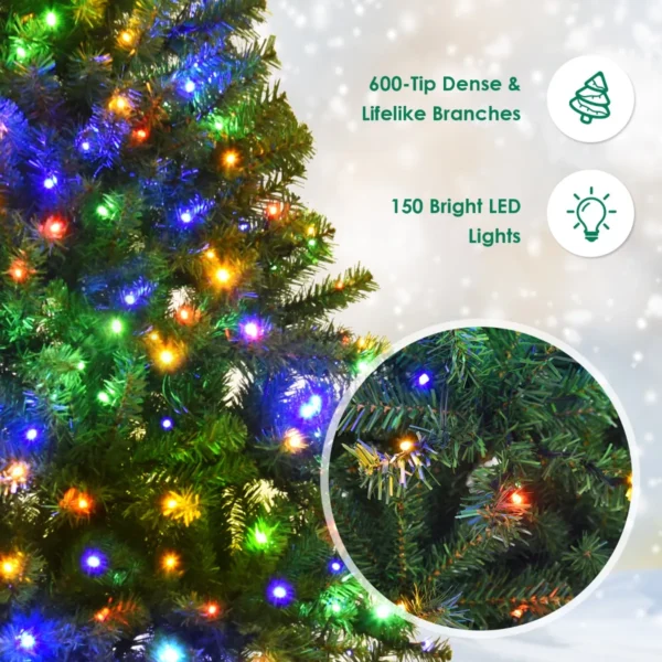 150 Cm Kunstkerstboom Met 11 Verlichtingsmodi Kerstboom Decoratieve Feestboom Met LED-lichten Voor Thuis Winkel Groen - Image 6
