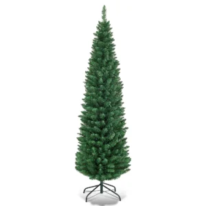 150 Cm PVC Kunstmatige Potlood Kerstboom Dunne Boom Met Metalen Standaard Voor Binnen En Buiten Groen