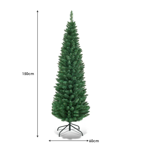 150 Cm PVC Kunstmatige Potlood Kerstboom Dunne Boom Met Metalen Standaard Voor Binnen En Buiten Groen - Image 2