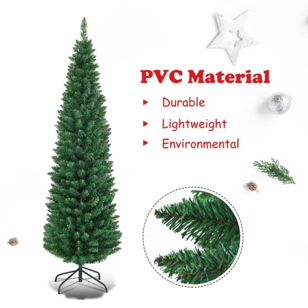 150 Cm PVC Kunstmatige Potlood Kerstboom Dunne Boom Met Metalen Standaard Voor Binnen En Buiten Groen - Image 4