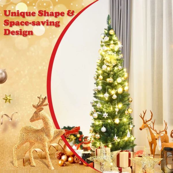 150 Cm PVC Kunstmatige Potlood Kerstboom Dunne Boom Met Metalen Standaard Voor Binnen En Buiten Groen - Image 5