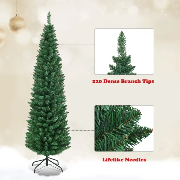 150 Cm PVC Kunstmatige Potlood Kerstboom Dunne Boom Met Metalen Standaard Voor Binnen En Buiten Groen - Image 6