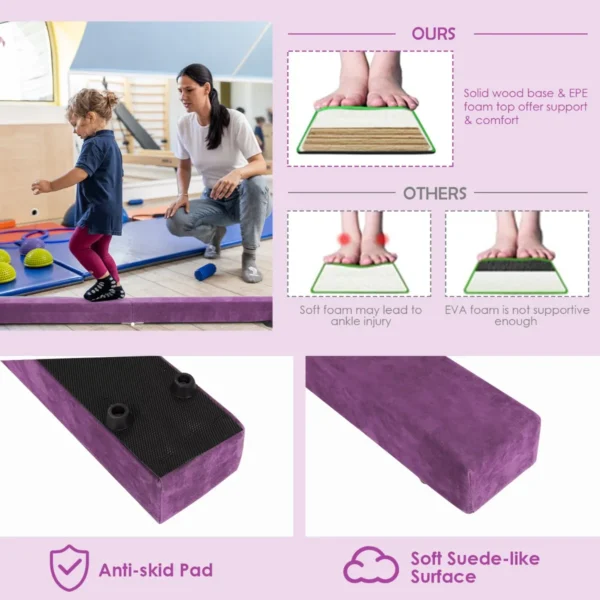 210 Cm Opvouwbare Turnbalk Evenwichtsbalk Draagbare Vloer Balans Balk Met Handvatten Extra Stevig Gymnastiek Materiaal Paars - Image 5