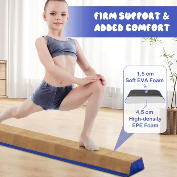 240 Cm Opvouwbare Evenwichtsbalk Draagbare Turnbalk Met Zacht Schuim & Handgrepen Voor Kinderen Thuis Gymnastiek Blauw - Image 3