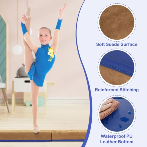 240 Cm Opvouwbare Evenwichtsbalk Draagbare Turnbalk Met Zacht Schuim & Handgrepen Voor Kinderen Thuis Gymnastiek Blauw - Image 7