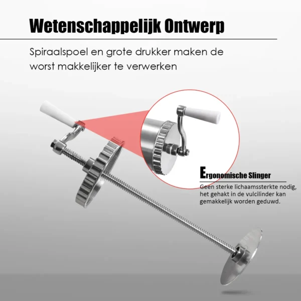 2,5kg Worstvuller Handbediend Worstmachine Van Aluminiumlegering Worstvulmachine Zilver Worstpers Met Tafelklem Worstspuit - Image 3