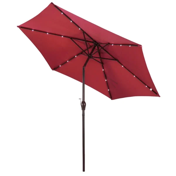 2,7 M Kantelbare Parasol Met LED-Verlichting Op Zonne-Energie Verkeerslicht Parasol Tuinparasol Stalen Steel Polyester Stof Rood - Image 2