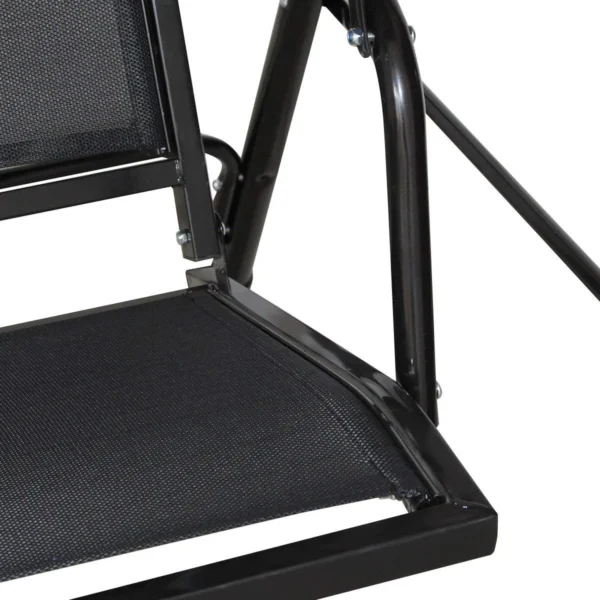 3 Persoons Schommelbank Stalen Frame Met Polyester In Hoek Verstelbare Luifel Weerbestendige Schommelbank - Zwart - Image 6
