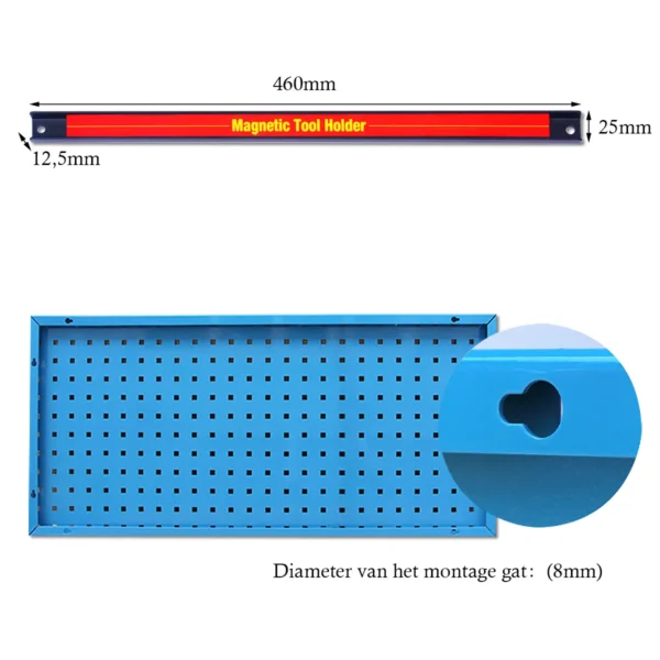 3 Stuks 46cm Magnetische Gereedschapshouder Organizer Rekken Set Metaal Opslag Organizer Bar Voor Garage/Werkplaatsen - Image 5