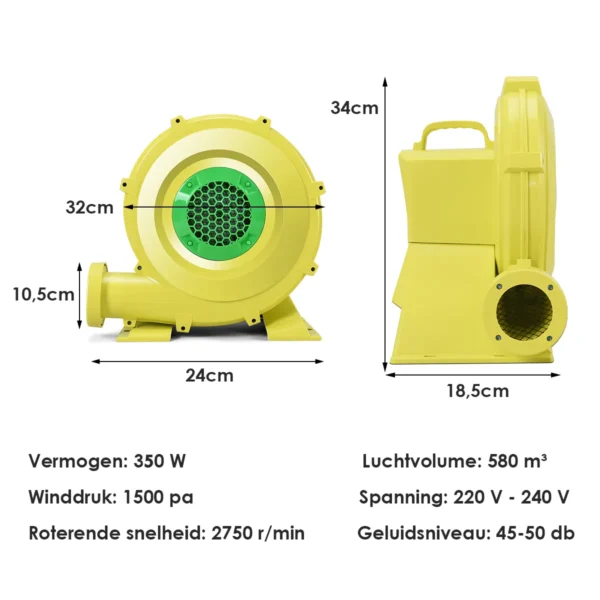 350W Luchtblazer Elektrische Luchtpomp Commerciële Opblaasbare Springkasteel Luchtblazer Perfect Voor Springhuis Springkussen - Image 2
