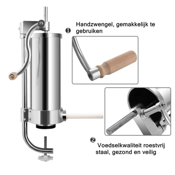 3kg Vleesmolen Roestvrij Stalen Verticale Worstenvuller Thuis En Commercieel - Image 3