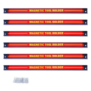 6 X Magnetische Gereedschapshouder Wand Magneetstrip Set Magneetstrip 46 Cm Rood En Zwart