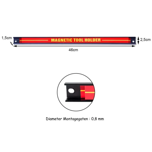 6 X Magnetische Gereedschapshouder Wand Magneetstrip Set Magneetstrip 46 Cm Rood En Zwart - Image 3