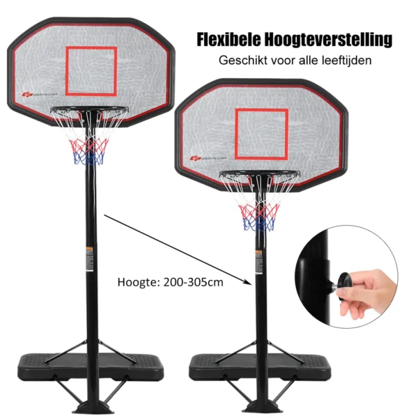 Basketbal Standaard Basketbalring Basketbalsysteem Draagbaar Basketbal In Hoogte Verstelbaar Van 200 Tot 305 Cm - Image 5