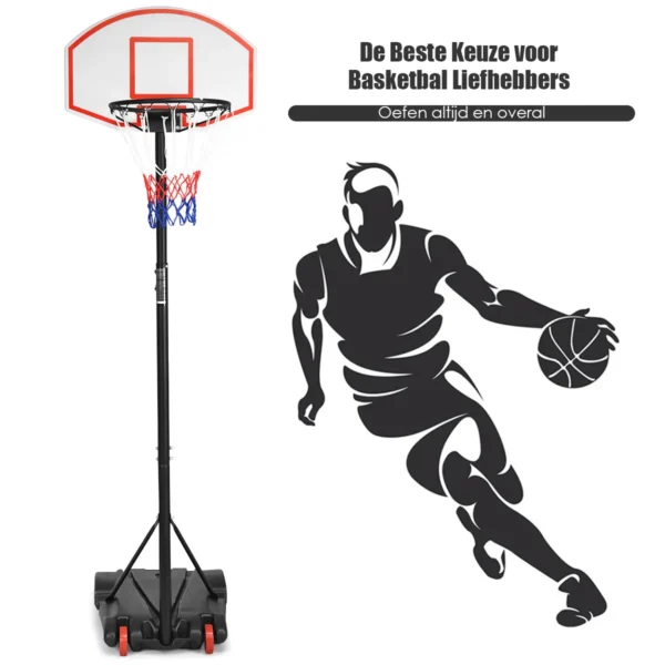 Basketbalring Met Standaard Basketbalstandaard Van 180 Tot 210 Cm Met Wielen Voor Kinderen En Volwassenen - Image 4