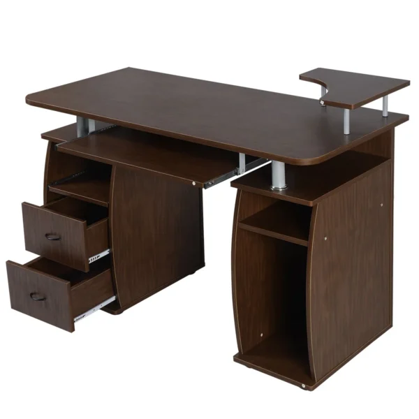 Bureau Computertafel Kantoortafel PC-Tafel Met Printerschap Toetsenbordlade Walnoot - Image 2