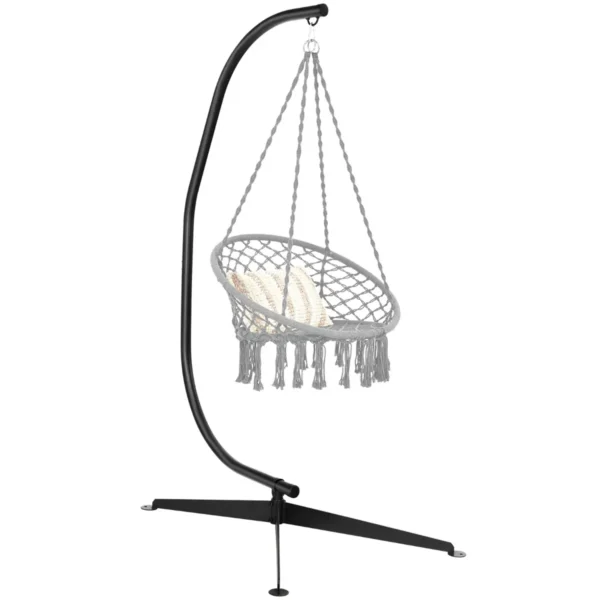 C-vormige Hangstoel Standaard 207cm Stevige Schommel Hangstoelstandaard 150kg Gewichtscapaciteit Zwart - Image 3