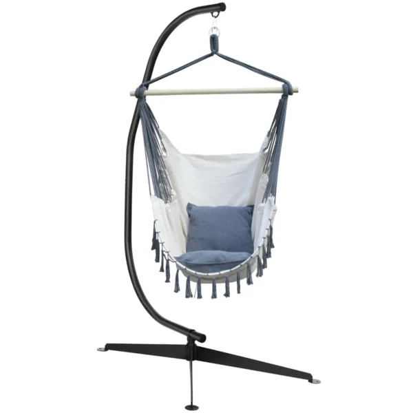 C-vormige Hangstoel Standaard 207cm Stevige Schommel Hangstoelstandaard 150kg Gewichtscapaciteit Zwart - Image 4