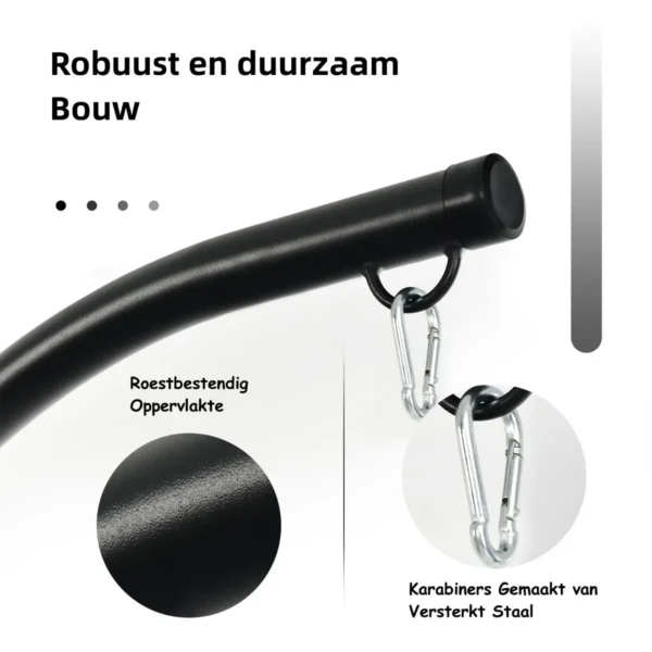 C-vormige Hangstoel Standaard 207cm Stevige Schommel Hangstoelstandaard 150kg Gewichtscapaciteit Zwart - Image 5