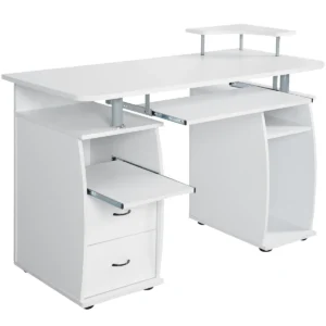 Computertafel Bureau Kantoortafel Werktafel PC-Tafel Met Toetsenbordlade Laden Printerplank 120 X 55 X 85cm Wit