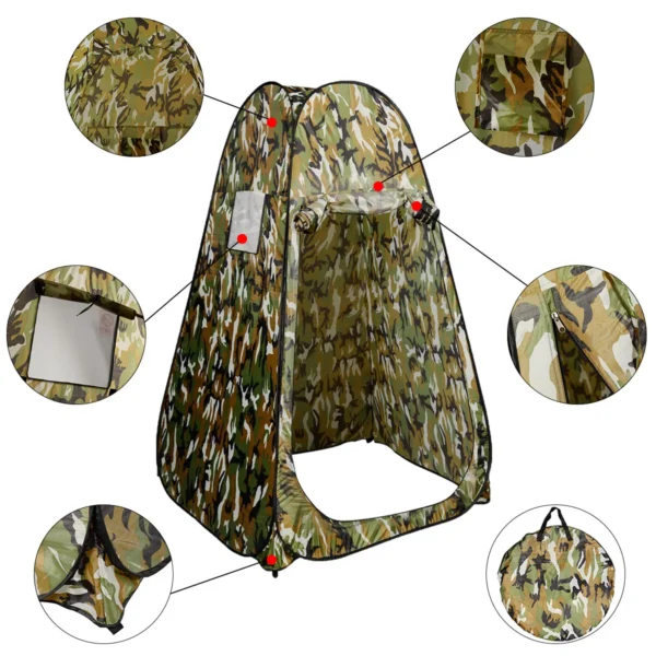 Douchetent Omkleedtent Toilettent Bijzettent Opslagtent Campingtent Trekkingtent Strand Pop-Up Tent 120 X 120 X 190 Cm Vlek-Camouflage - Image 6