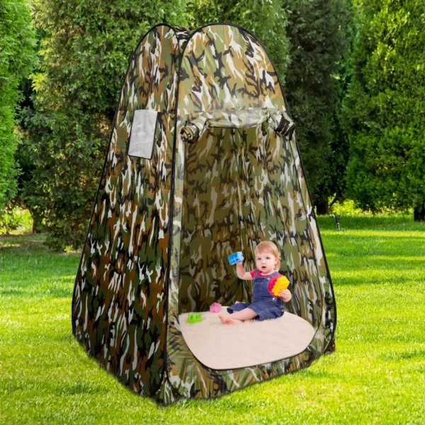 Douchetent Omkleedtent Toilettent Bijzettent Opslagtent Campingtent Trekkingtent Strand Pop-Up Tent 120 X 120 X 190 Cm Vlek-Camouflage - Image 7
