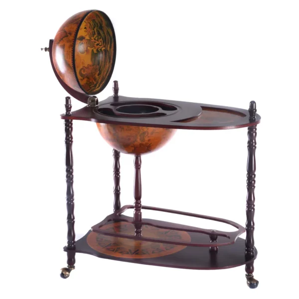 Eucalyptushouten Barwagen 88 Cm Houten Bol Wijnbar Standaard 16e Eeuws Italiaans Rek Grotere Plank Voor Meer Likeurfles - Image 2