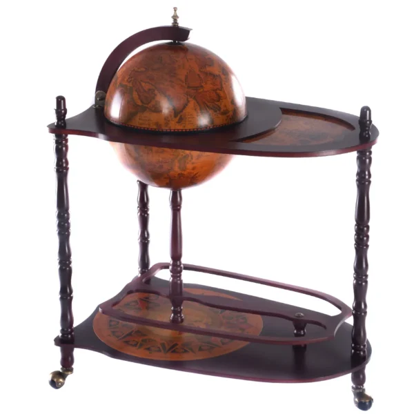 Eucalyptushouten Barwagen 88 Cm Houten Bol Wijnbar Standaard 16e Eeuws Italiaans Rek Grotere Plank Voor Meer Likeurfles - Image 3