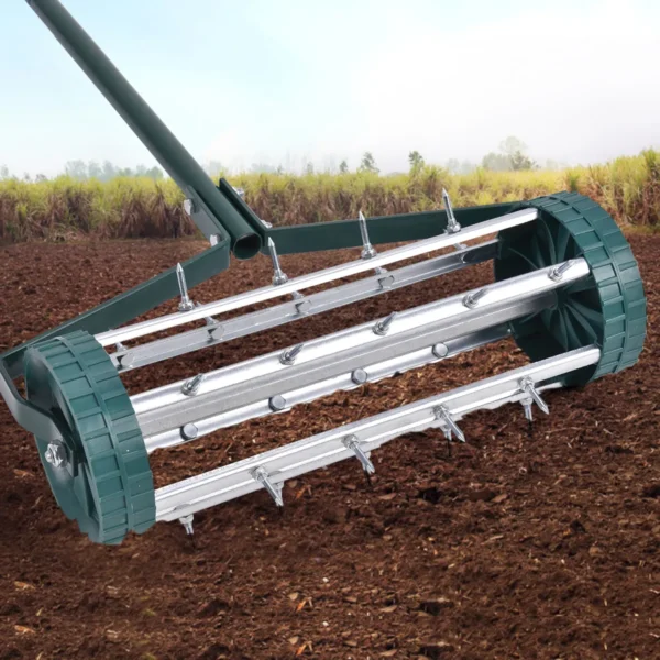 Gazonbeluchter Roller Grasmaaier Met Steel En Spijkers Handverticuteermachine Rollend Gazonbeluchter Handmatig Gazonwals Met Spikes - Image 7