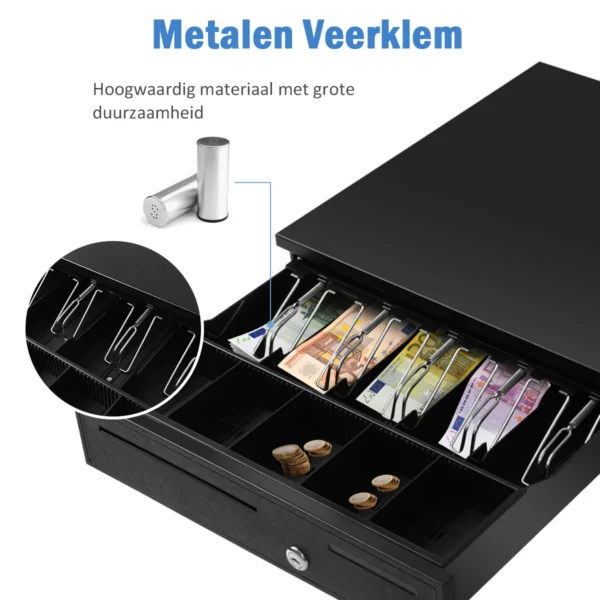 Geldkistje Met Lade Voor POS-Systeem ( Verkooppunt) 5 Biljetten Vakken 5 Munt Vakken Geld Opberg Doosje Met Slot 40,5 X 42 X 9cm - Image 7
