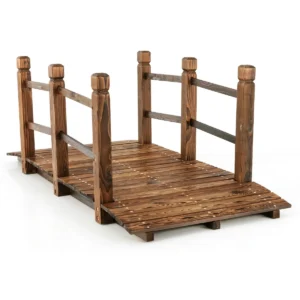 Houten Brug Tuinbrug Vijverbrug Sierbrug Decoratiebrug Met Leuningen 150 X 67 X 55cm Bruin