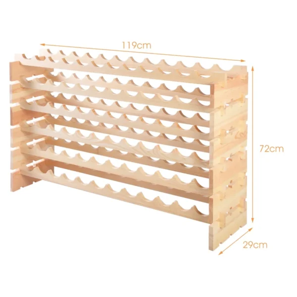 Houten Flessenrek Wijnrek 72 Fles Capaciteit Wijnopslag Rek Wijn Display Planken Flessenstandaard Met 6 Hoogtes Naar Keuze - Image 3