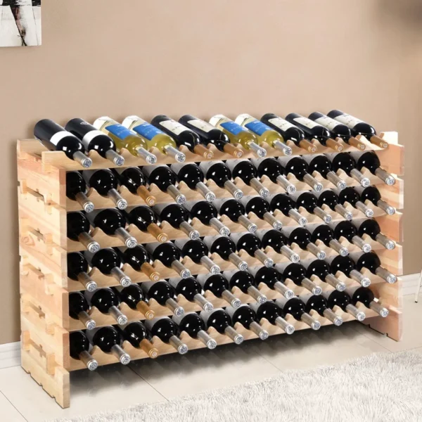 Houten Flessenrek Wijnrek 72 Fles Capaciteit Wijnopslag Rek Wijn Display Planken Flessenstandaard Met 6 Hoogtes Naar Keuze - Image 4