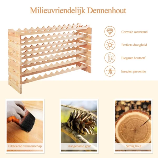 Houten Flessenrek Wijnrek 72 Fles Capaciteit Wijnopslag Rek Wijn Display Planken Flessenstandaard Met 6 Hoogtes Naar Keuze - Image 5
