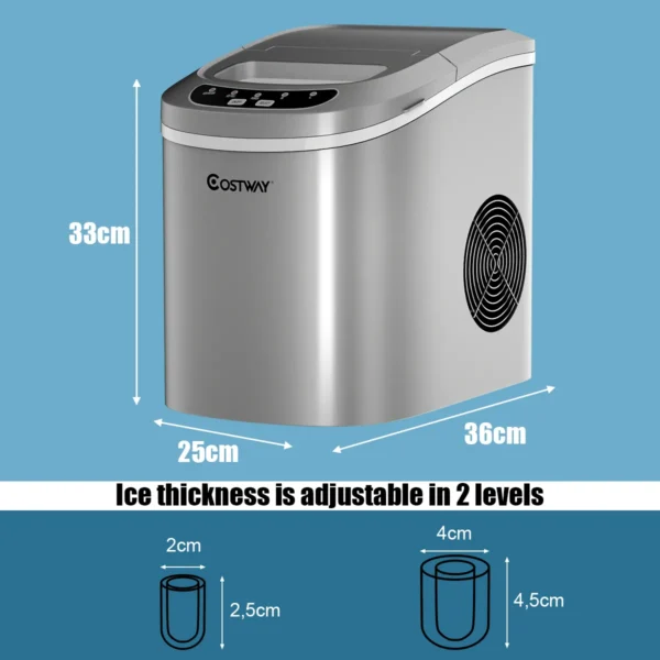 IJsblokjesmachine IJsmachine 9 Kogelblokjes Klaar In 6-13 Minuten Met Schep En Mandje 2 Ijsblokjes Maten Beschikbaar Zilver - Image 5