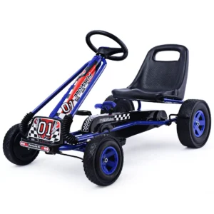 Kinder-Skelter Voor Kinderen Van 3 Tot 8 Jaar Oud Ergonomisch Verstelbare Kuipstoel Loopauto Met Vier Rubberen Wielen Stalen Frame Blauw