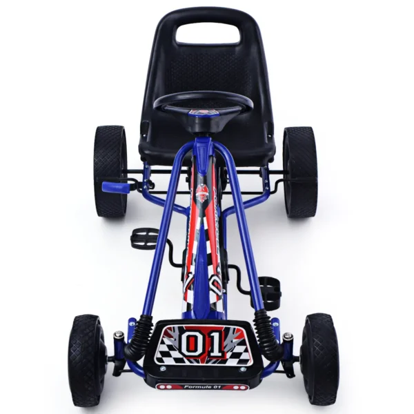 Kinder-Skelter Voor Kinderen Van 3 Tot 8 Jaar Oud Ergonomisch Verstelbare Kuipstoel Loopauto Met Vier Rubberen Wielen Stalen Frame Blauw - Image 2