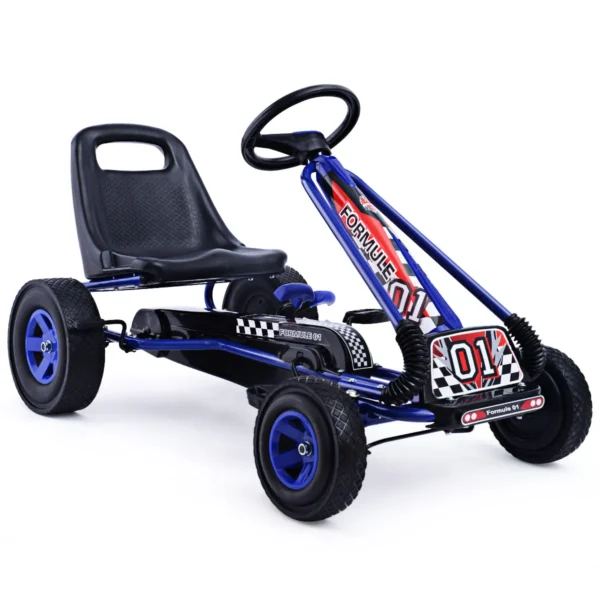 Kinder-Skelter Voor Kinderen Van 3 Tot 8 Jaar Oud Ergonomisch Verstelbare Kuipstoel Loopauto Met Vier Rubberen Wielen Stalen Frame Blauw - Image 4