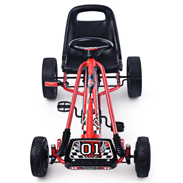 Kinder-Skelter Voor Kinderen Van 3 Tot 8 Jaar Oud Ergonomisch Verstelbare Kuipstoel Loopauto Met Vier Rubberen Wielen Stalen Frame Rood - Image 2