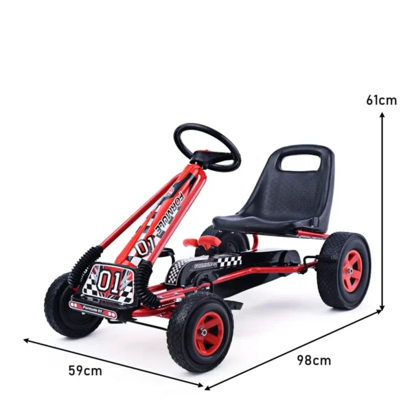 Kinder-Skelter Voor Kinderen Van 3 Tot 8 Jaar Oud Ergonomisch Verstelbare Kuipstoel Loopauto Met Vier Rubberen Wielen Stalen Frame Rood - Image 3