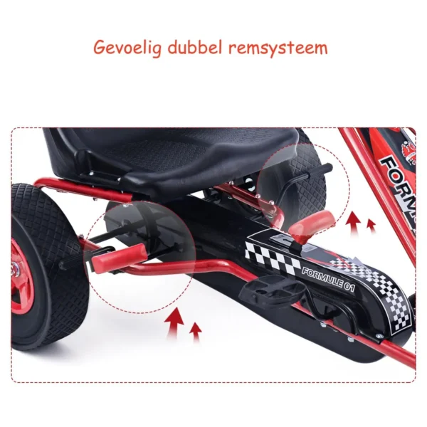 Kinder-Skelter Voor Kinderen Van 3 Tot 8 Jaar Oud Ergonomisch Verstelbare Kuipstoel Loopauto Met Vier Rubberen Wielen Stalen Frame Rood - Image 6