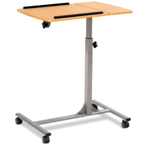 Laptopbord In Hoogte Verstelbaar Notebookbord Bedbord Met Wielen En Remmen Naturel 64 X 44 X 64-95 Cm