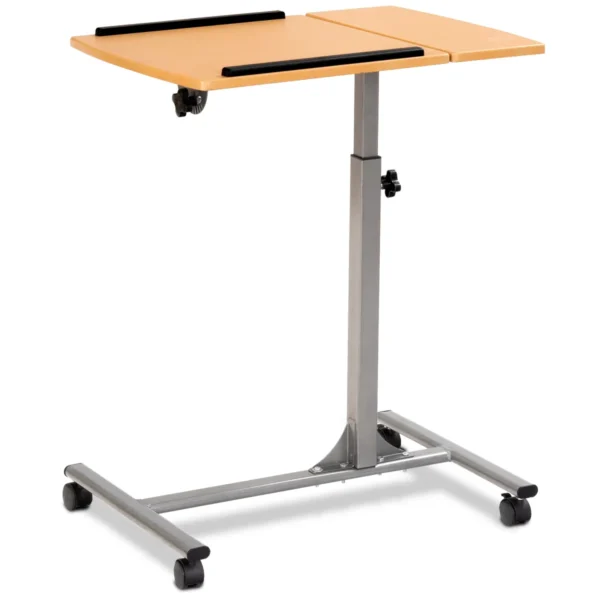 Laptopbord In Hoogte Verstelbaar Notebookbord Bedbord Met Wielen En Remmen Naturel 64 X 44 X 64-95 Cm