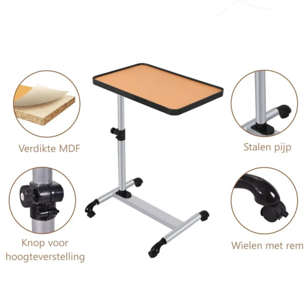 Laptoptafel Mobiele Bureau Hoek & Hoogte Verstelbare Zijtafel Met Afsluitbare Wielen Werkstation Notitieboek Tafel - Image 4