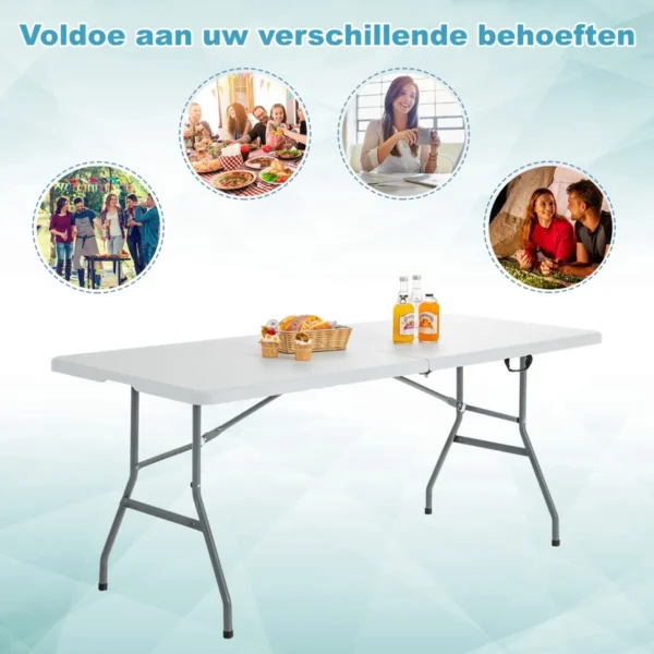 Opklapbare Tafel Biertafel Campingtafel Koffertafel Tuintafel Balkontafel Wit - Image 3