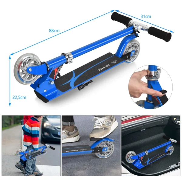 Opvouwbare Step 3 Verstelbaar Stuur 2 LED Verlichte Wielen Achterrem Aluminium Frame-Blauw - Image 4